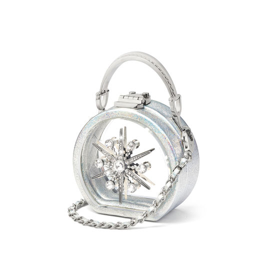 Micro Hat Box in Transparent Acrylic with Silver Stars from Aspinal of London