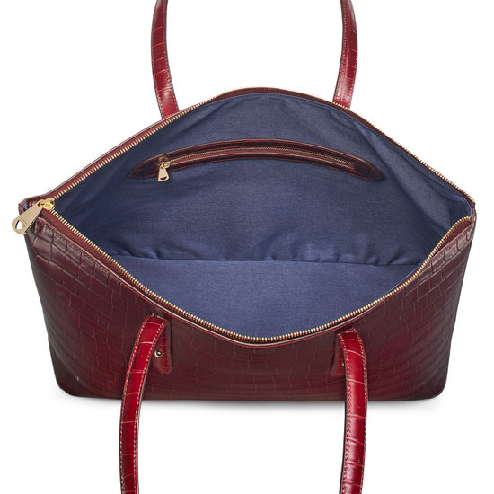 Zipped Regent Tote in Deep Shine Bordeaux Croc from Aspinal of London
