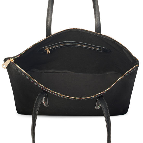 Zipped Regent Tote in Black Saffiano from Aspinal of London