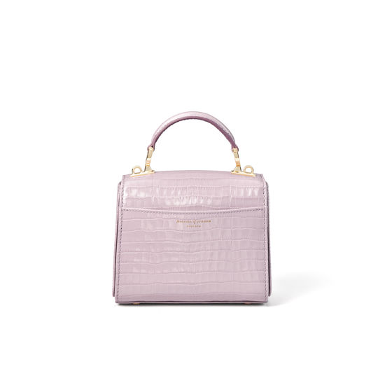 Mini Mayfair Bag in Deep Shine Lilac Small Croc from Aspinal of London