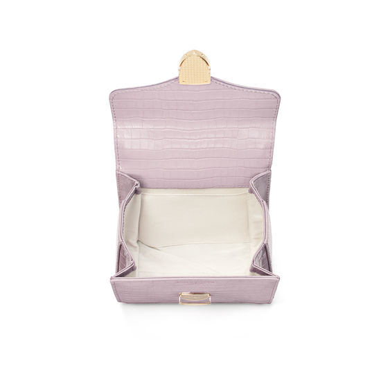 Mini Mayfair Bag in Deep Shine Lilac Small Croc from Aspinal of London