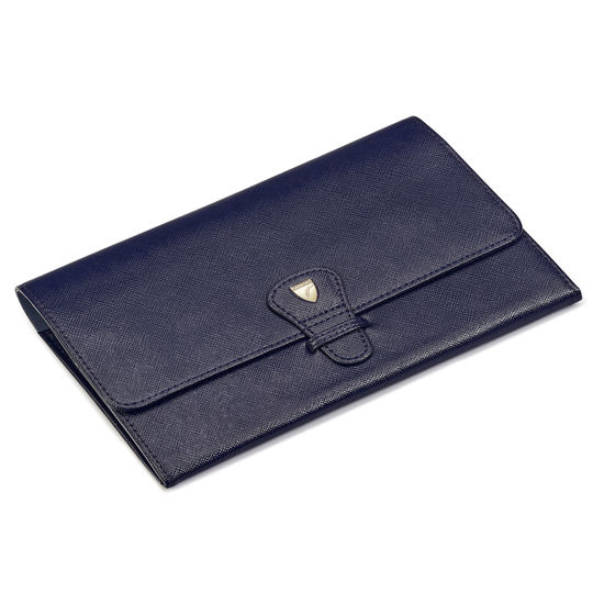 Travel Wallet with Removable Inserts in Navy Saffiano from Aspinal of London