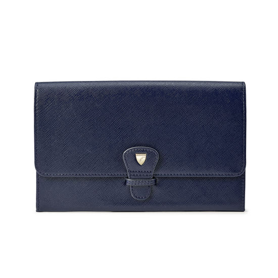 Travel Wallet with Removable Inserts in Navy Saffiano from Aspinal of London