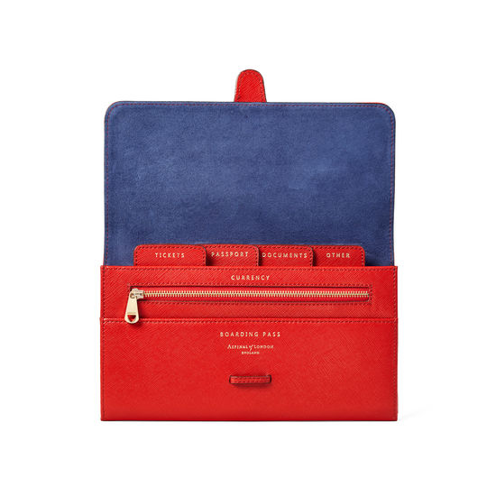Travel Wallet with Removable Inserts in Scarlet Saffiano from Aspinal of London