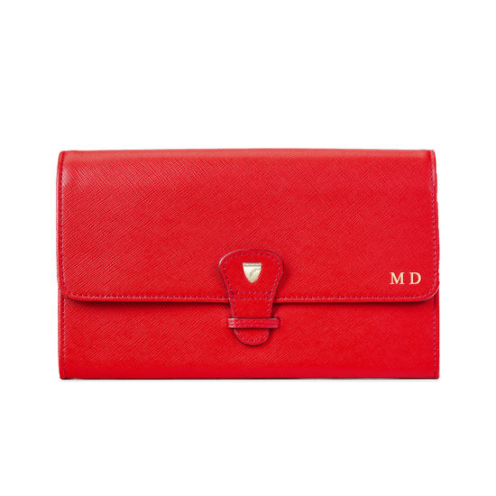 Travel Wallet with Removable Inserts in Scarlet Saffiano from Aspinal of London
