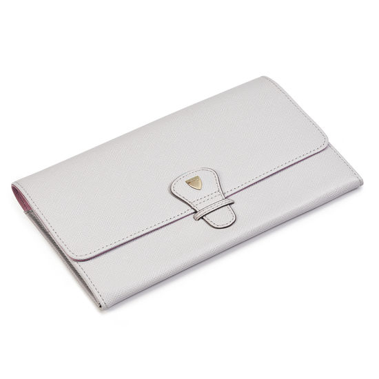 Travel Wallet with Removable Inserts in Light Grey Saffiano from Aspinal of London