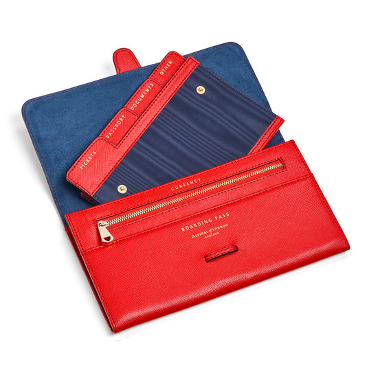 Travel Collection with Removable Inserts in Scarlet Saffiano from Aspinal of London