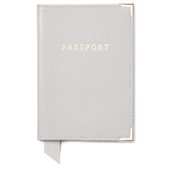 Travel Collection with Removable Inserts in Light Grey Saffiano from Aspinal of London
