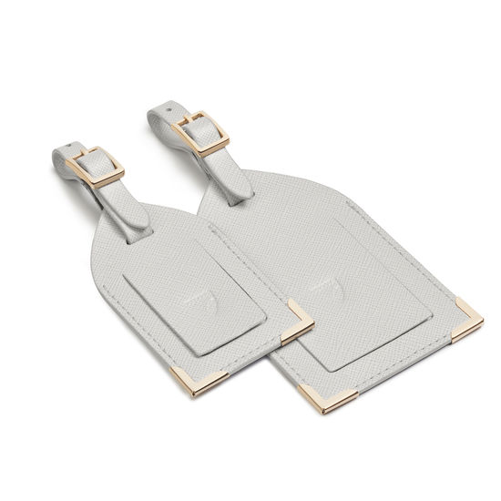 Travel Collection with Removable Inserts in Light Grey Saffiano from Aspinal of London