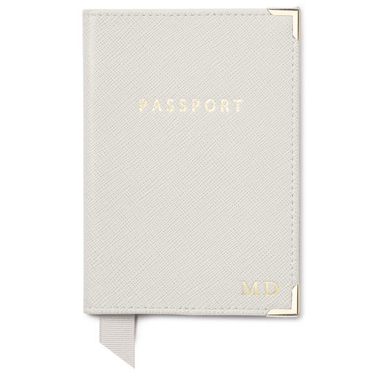 Travel Collection with Removable Inserts in Light Grey Saffiano from Aspinal of London