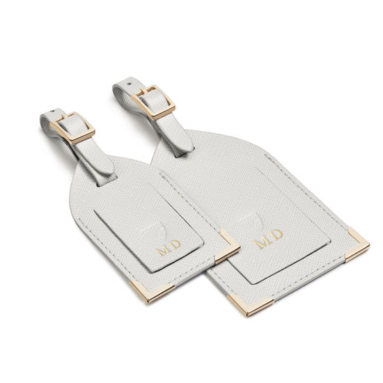 Travel Collection with Removable Inserts in Light Grey Saffiano from Aspinal of London