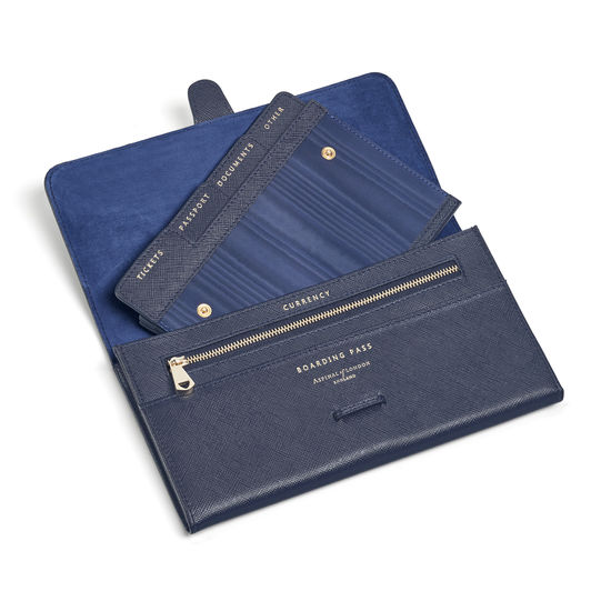 Travel Collection with Removable Inserts in Navy Saffiano from Aspinal of London