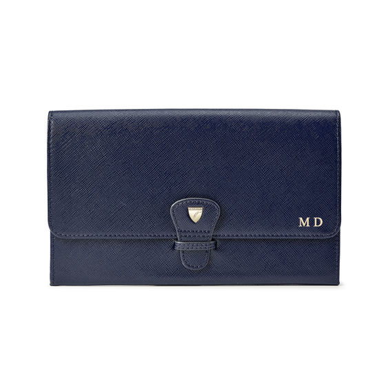 Travel Collection with Removable Inserts in Navy Saffiano from Aspinal of London