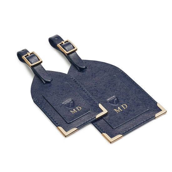 Travel Collection with Removable Inserts in Navy Saffiano from Aspinal of London