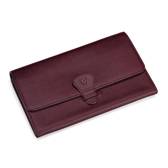 Travel Wallet with Removable Inserts in Burgundy Saffiano from Aspinal of London