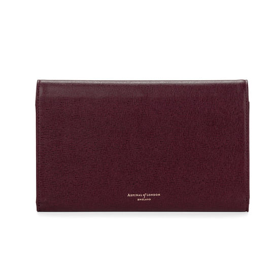 Travel Wallet with Removable Inserts in Burgundy Saffiano from Aspinal of London
