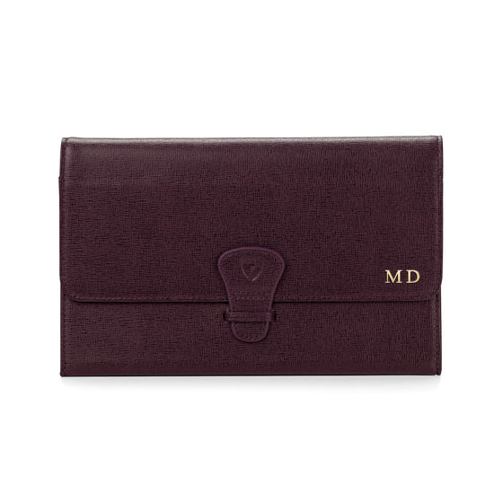 Travel Wallet with Removable Inserts in Burgundy Saffiano from Aspinal of London