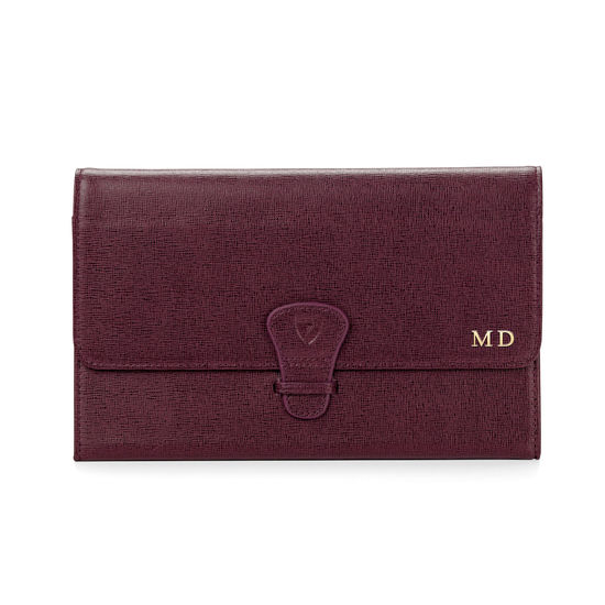 Travel Collection with Removable Inserts in Burgundy Saffiano from Aspinal of London