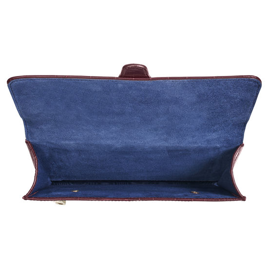 Travel Wallet with Removable Inserts in Deep Shine Bordeaux Croc from Aspinal of London
