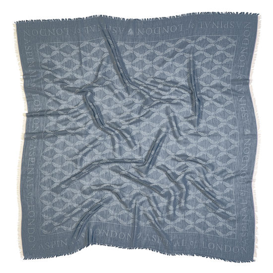 Harlequin Print Jacquard Scarf in Navy Blue from Aspinal of London