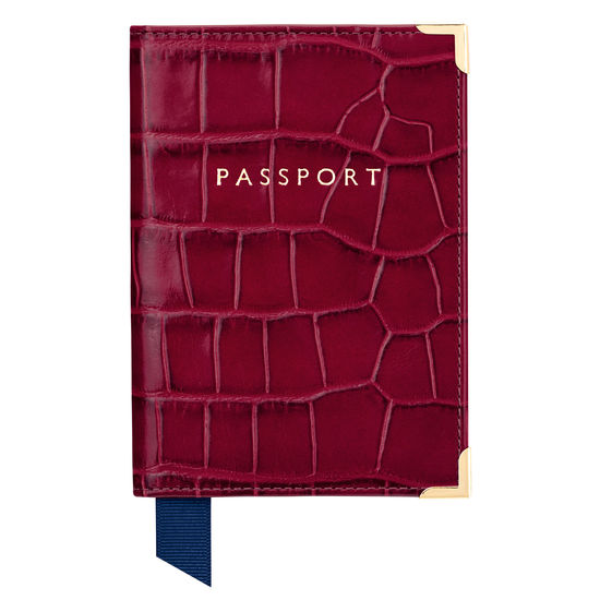 Travel Collection with Removable Inserts in Deep Shine Bordeaux Croc from Aspinal of London
