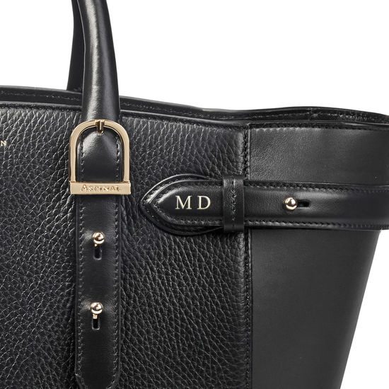 Midi Marylebone Tote in Black Pebble from Aspinal of London