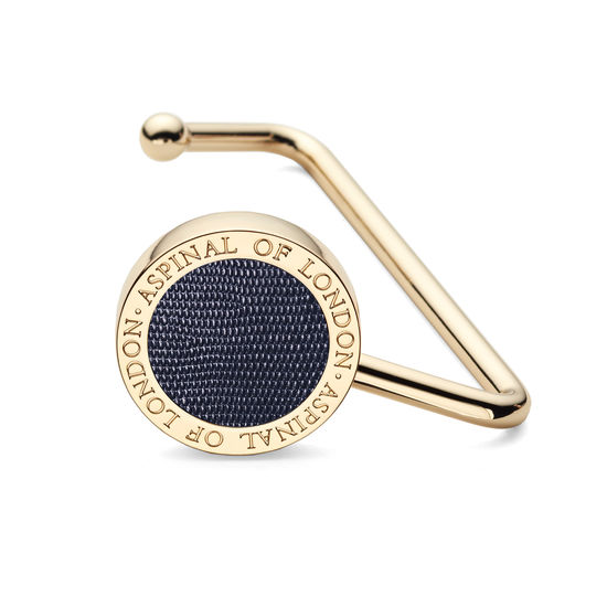 Aspinal Handbag Hook in Midnight Blue Silk Lizard from Aspinal of London