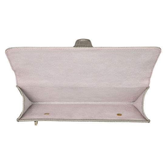 Travel Wallet with Removable Inserts in Deep Shine Warm Grey Small Croc from Aspinal of London