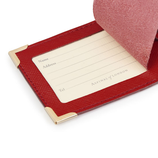 Set of 2 Luggage Tags in Scarlet Saffiano from Aspinal of London