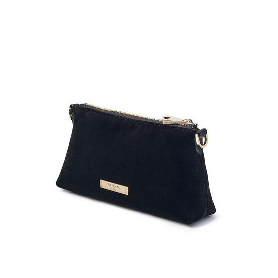 Trinket Box Internal Pouch in Black Velvet from Aspinal of London