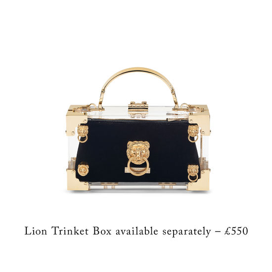 Trinket Box Internal Pouch in Black Velvet from Aspinal of London