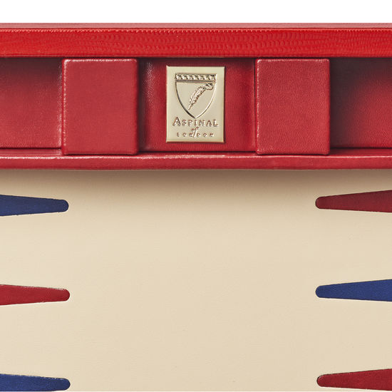 15-inch Backgammon Set in Scarlet Silk Lizard from Aspinal of London