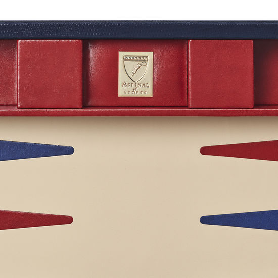 17-inch Backgammon Set in Midnight Blue Silk Lizard from Aspinal of London