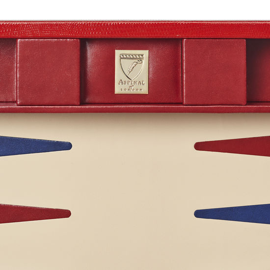 17-inch Backgammon Set in Scarlet Silk Lizard from Aspinal of London