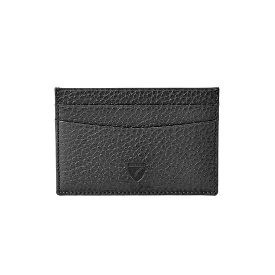 Slim Credit Card Holder in Black Pebble from Aspinal of London