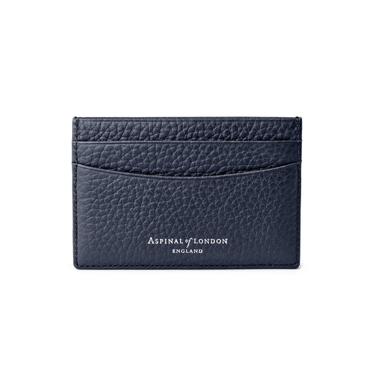 Slim Credit Card Holder in Navy Pebble from Aspinal of London