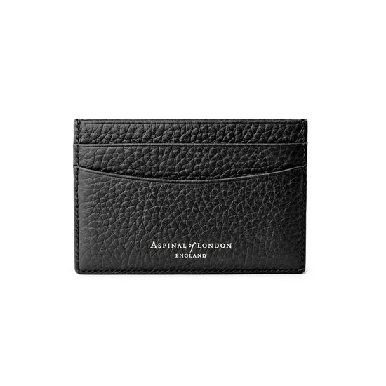 Slim Credit Card Holder in Black Pebble from Aspinal of London