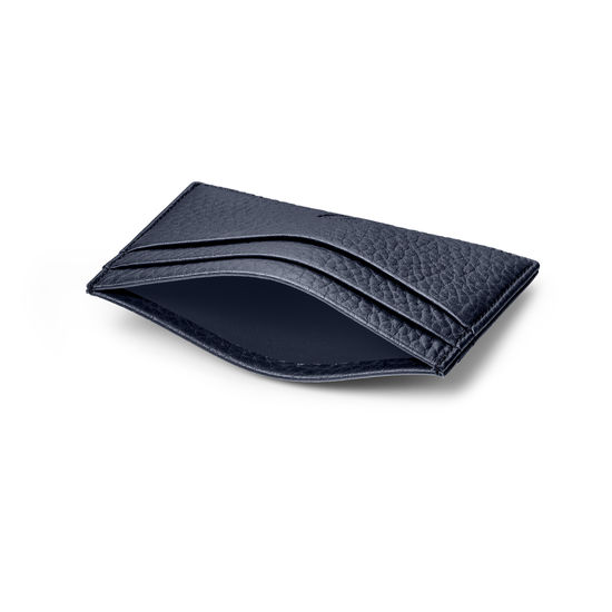 Slim Credit Card Holder in Navy Pebble from Aspinal of London
