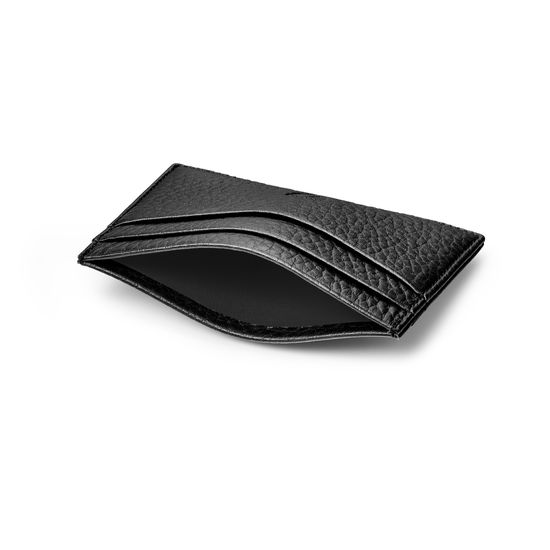 Slim Credit Card Holder in Black Pebble from Aspinal of London