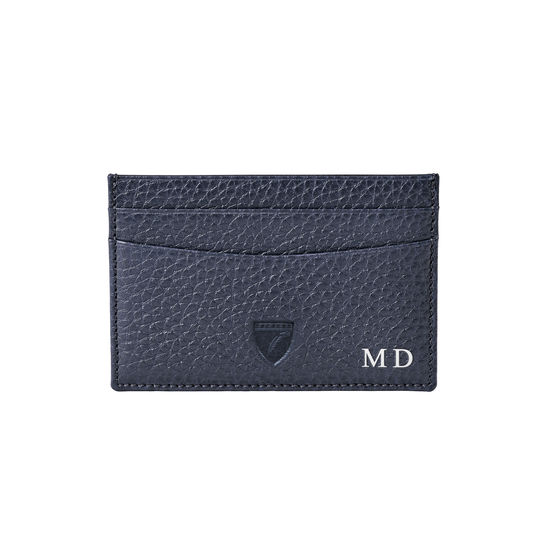Slim Credit Card Holder in Navy Pebble from Aspinal of London