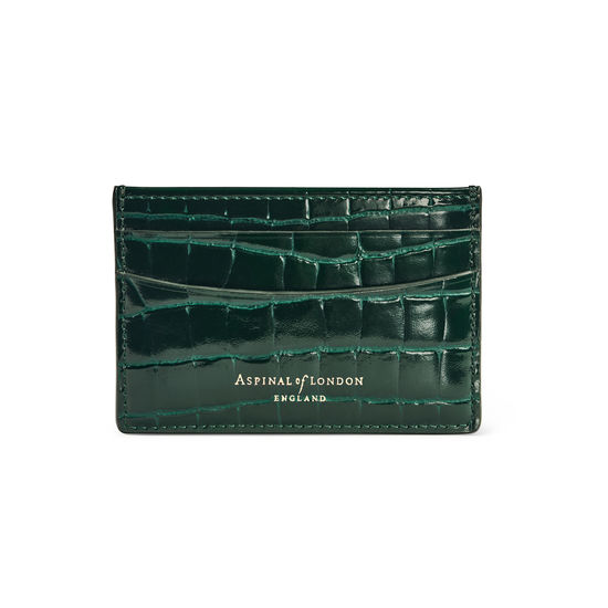 Slim Credit Card Holder in Evergreen Patent Croc from Aspinal of London