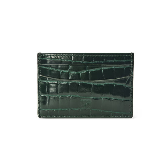 Slim Credit Card Holder in Evergreen Patent Croc from Aspinal of London