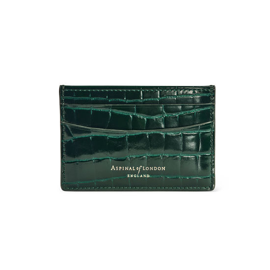 Slim Credit Card Holder in Evergreen Patent Croc from Aspinal of London