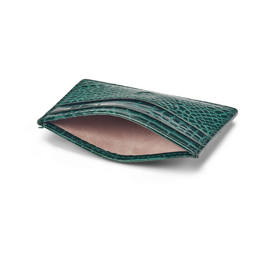 Slim Credit Card Holder in Evergreen Patent Croc from Aspinal of London