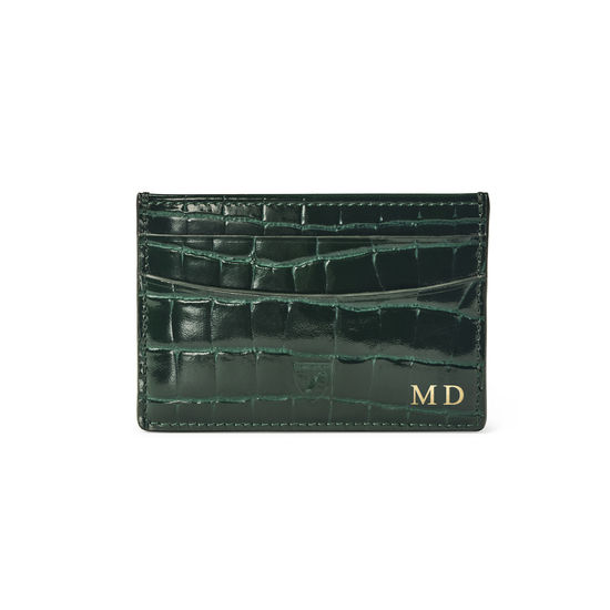 Slim Credit Card Holder in Evergreen Patent Croc from Aspinal of London