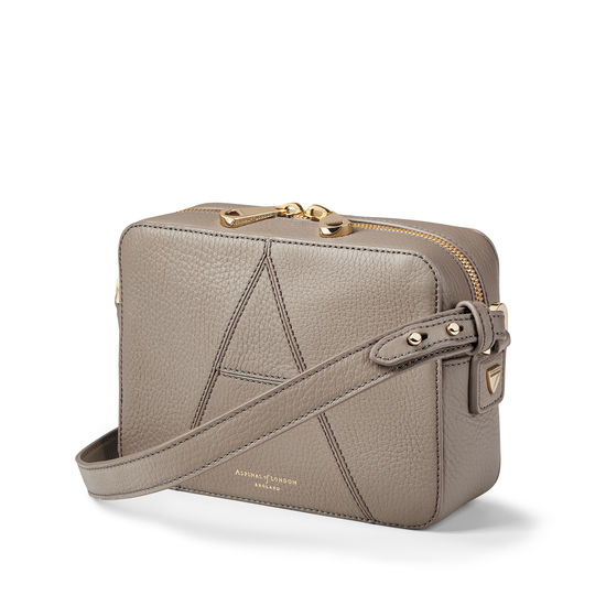 Camera ‘A’ Bag in Warm Grey Pebble from Aspinal of London
