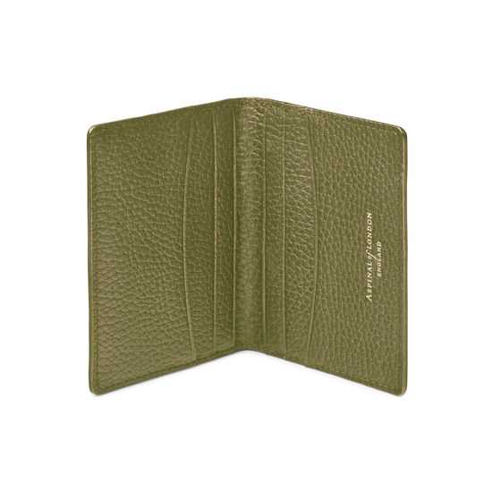 Double Fold Credit Card Holder in Olive Pebble from Aspinal of London