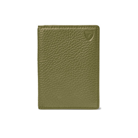 Double Fold Credit Card Holder in Olive Pebble from Aspinal of London