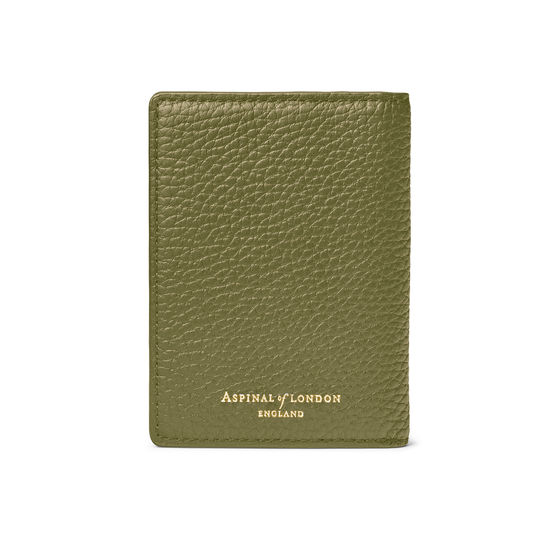 Double Fold Credit Card Holder in Olive Pebble from Aspinal of London