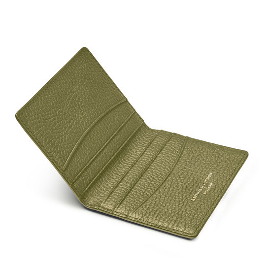 Double Fold Credit Card Holder in Olive Pebble from Aspinal of London